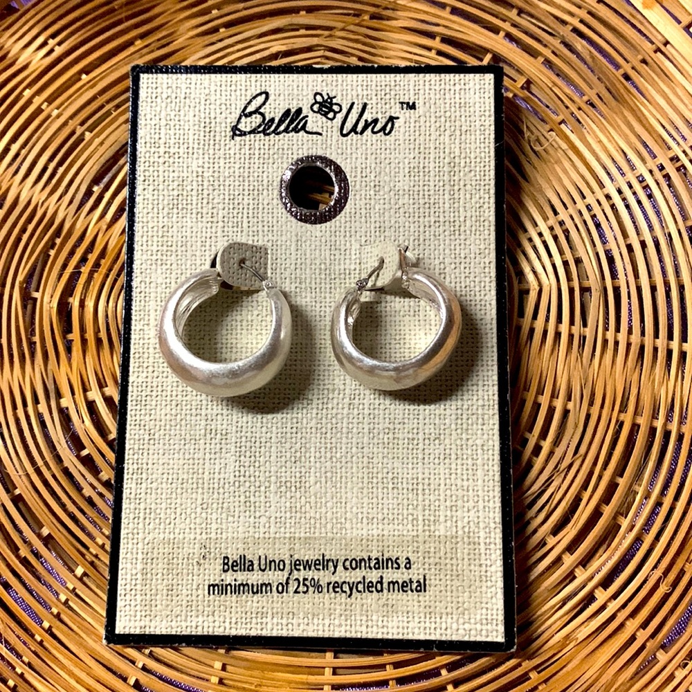 Bella Uno 25% Recycled Metal Lady Gaga Rihanna Style Hoop Round Earrings Gift